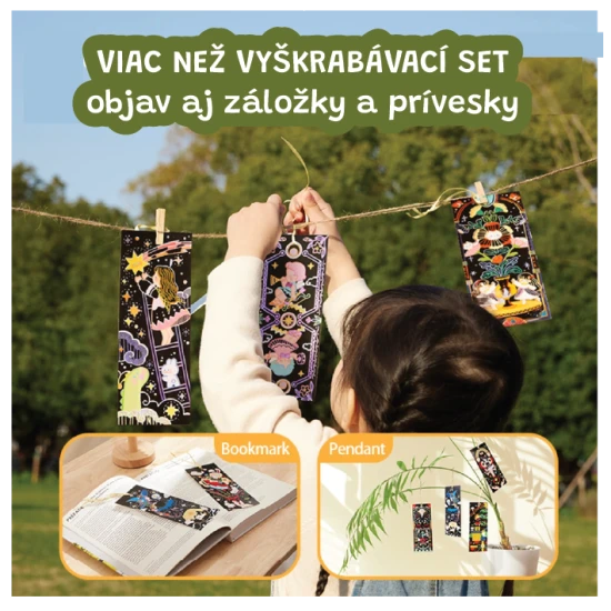 Jarmelo Třpytivé vyškrabování Starlight Girls – sada 25 obrázků, škrábadlo a štětec pro děti