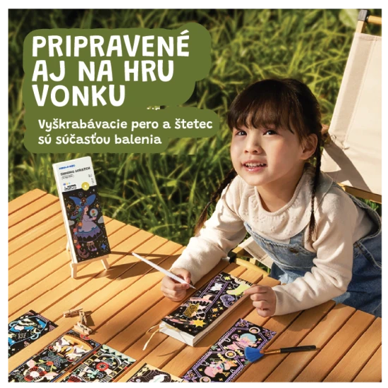 Jarmelo Třpytivé vyškrabování Starlight Girls – sada 25 obrázků, škrábadlo a štětec pro děti