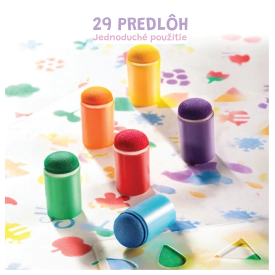 Jarmelo prstové barvy se šablonami – 6 barev, netoxické a omyvatelné