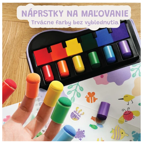 Jarmelo prstové barvy se šablonami – 6 barev, netoxické a omyvatelné