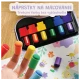 Jarmelo prstové barvy s razítky – 7 barev + 7 razítek, netoxické a omyvatelné