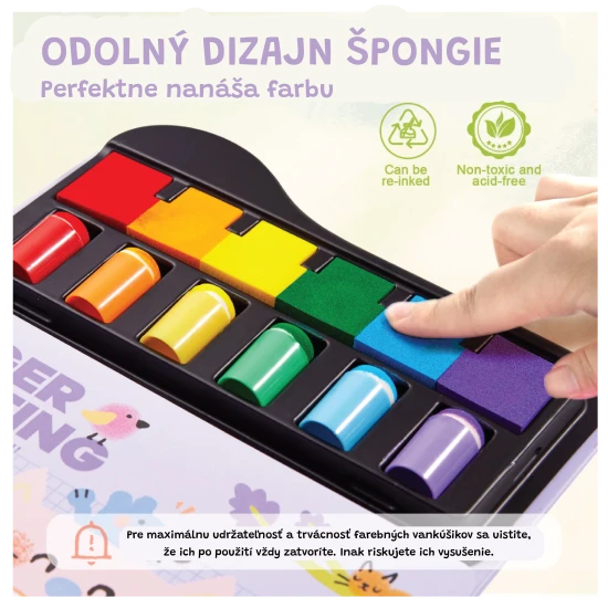 Jarmelo prstové barvy se šablonami – 6 barev, netoxické a omyvatelné
