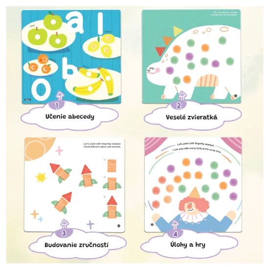 Jarmelo prstové barvy se šablonami – 6 barev, netoxické a omyvatelné