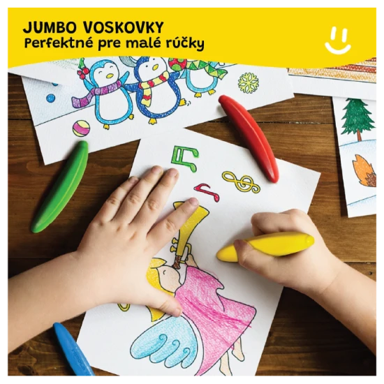 Jarmelo voskovky ve tvaru banánu – 12 ks, barevné, netoxické a ideální pro malé dětské ručičky