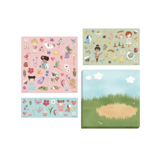 LITTLE DUTCH Sada se samolepkami Rosa & Friends Zábavné a barevné papírové samolepky pro malé kreativce.