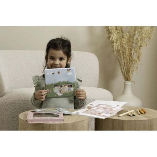 LITTLE DUTCH Sada se samolepkami Rosa & Friends Zábavné a barevné papírové samolepky pro malé kreativce.