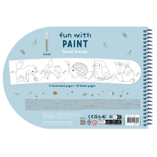 Kompletní sada omalovánek s vodovými barvami a štětcem s motivy lesních zvířátek.