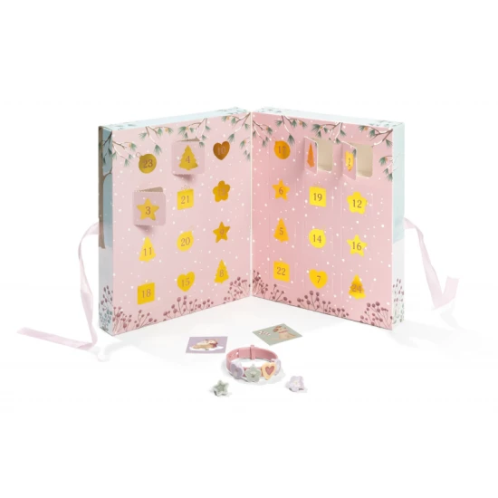 Adventní kalendář Little Dutch Náramky s překvapením pro děti, náramky, přívěsky a třpytivé samolepky pro kreativní tvoření.