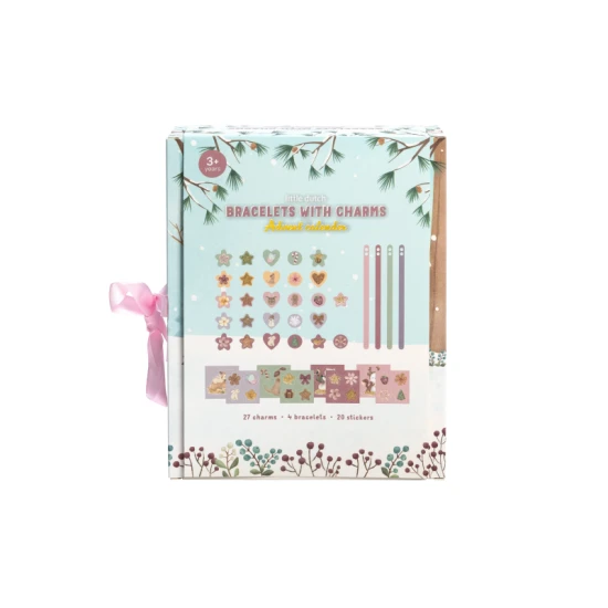 Adventní kalendář Little Dutch Náramky s překvapením pro děti, náramky, přívěsky a třpytivé samolepky pro kreativní tvoření.