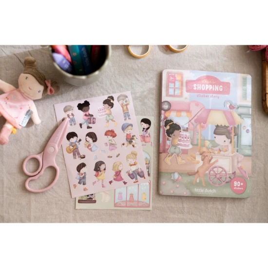 Kniha se samolepkami Little Dutch Nakupování Rosa pro děti