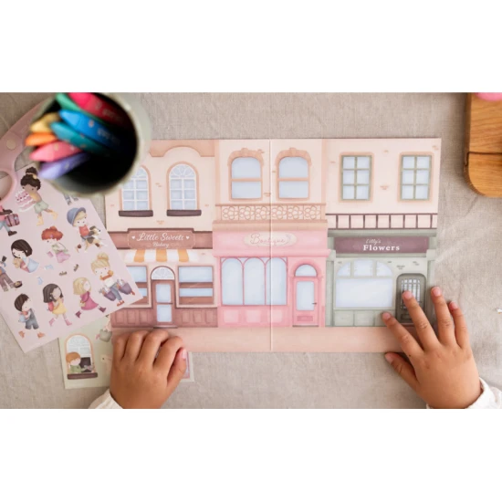 Kniha se samolepkami Little Dutch Nakupování Rosa pro děti