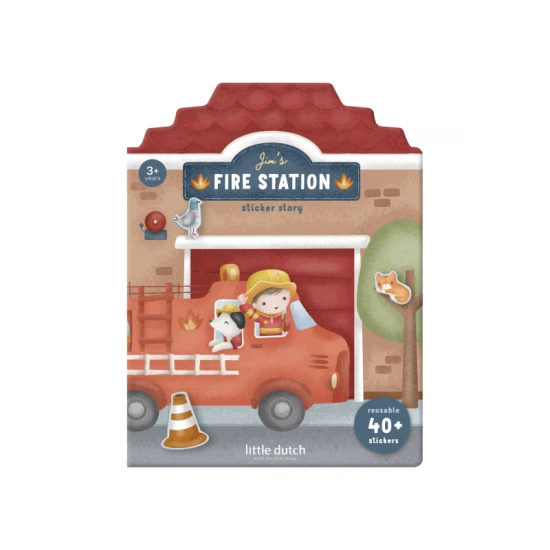 Kniha se samolepkami Little Dutch Hasičská stanice pro děti