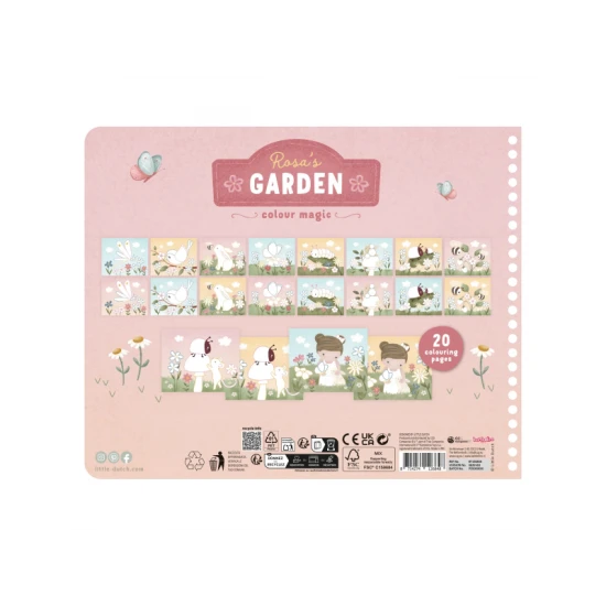 Omalovánky s pastelkami Little Dutch Zahrada Rosa pro děti