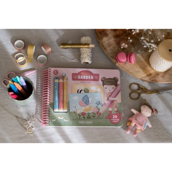 Omalovánky s pastelkami Little Dutch Zahrada Rosa pro děti