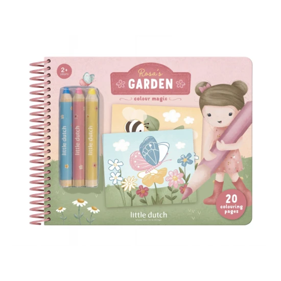 Omalovánky s pastelkami Little Dutch Zahrada Rosa pro děti