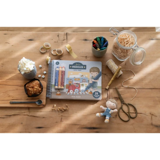 Omalovánky s pastelkami Little Dutch Doprava Jim pro děti