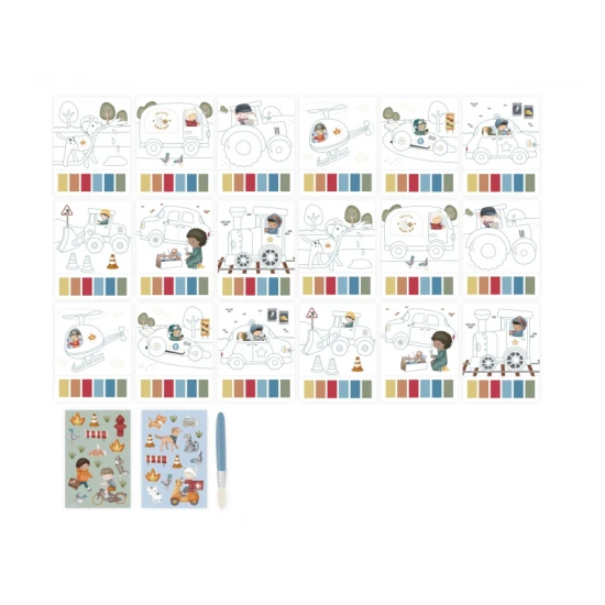 Omalovánky s vodovkami a samolepkami Jim Doprava