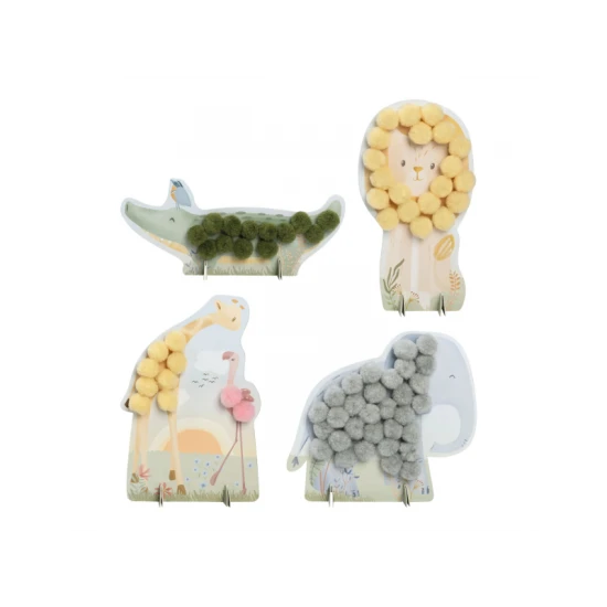 LITTLE DUTCH Kreativní sada s bambulkami Safari Friends