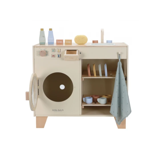 Dřevěná pračka a dřez Little Dutch pro děti – realistický set pro hru na domácnost