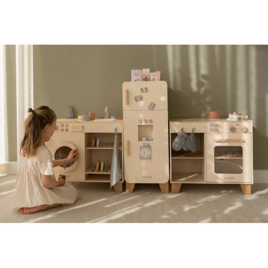 Dřevěná chladnička Little Dutch pro děti – realistická hračka do kuchyně s mrazničkou a výrobníkem ledu