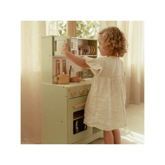 Dřevěná kuchyňka Little Dutch Mint pro děti – realistická hračka na vaření a pečení s doplňky