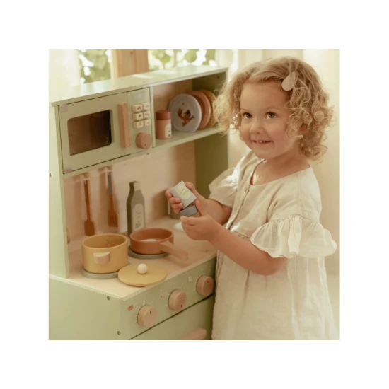 Dřevěná kuchyňka Little Dutch Mint pro děti – realistická hračka na vaření a pečení s doplňky