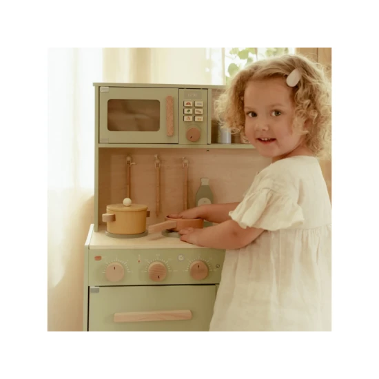 Dřevěná kuchyňka Little Dutch Mint pro děti – realistická hračka na vaření a pečení s doplňky