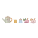 Čajový set dřevěný s květinovým potiskem