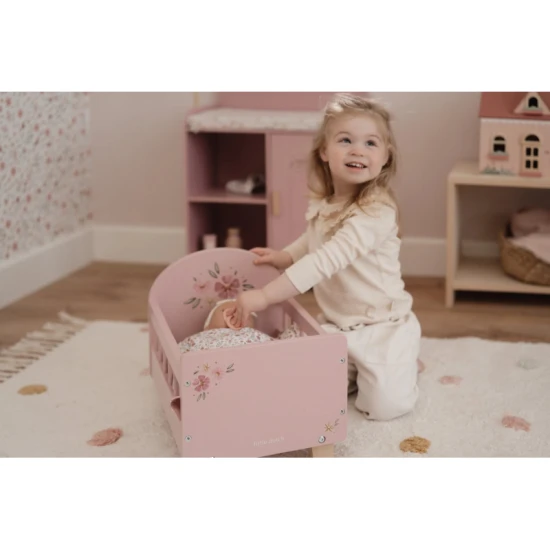 Postýlka pro panenky dřevěná s dekou Pink Postýlka pro panenky dřevěná s dekou Pink
