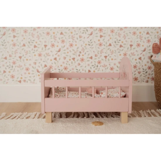 Postýlka pro panenky dřevěná s dekou Pink Postýlka pro panenky dřevěná s dekou Pink