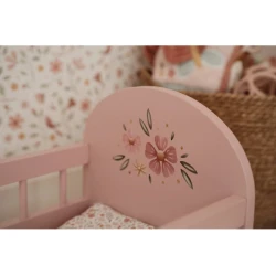 Postýlka pro panenky dřevěná s dekou Pink