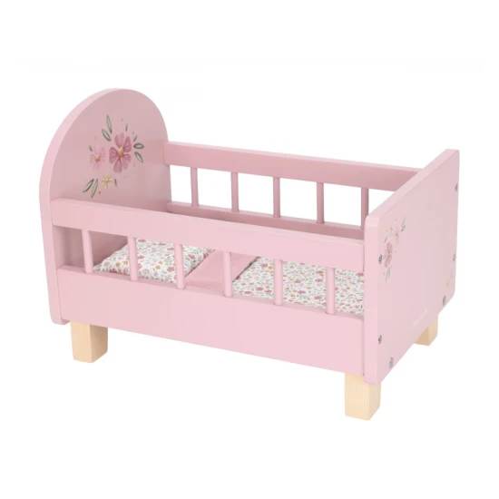 Postýlka pro panenky dřevěná s dekou Pink