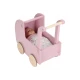 Kočárek pro panenky dřevěný s peřinkou Pink