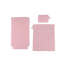 Kočárek pro panenky dřevěný s peřinkou Pink