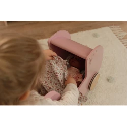 Kočárek pro panenky dřevěný s peřinkou Pink