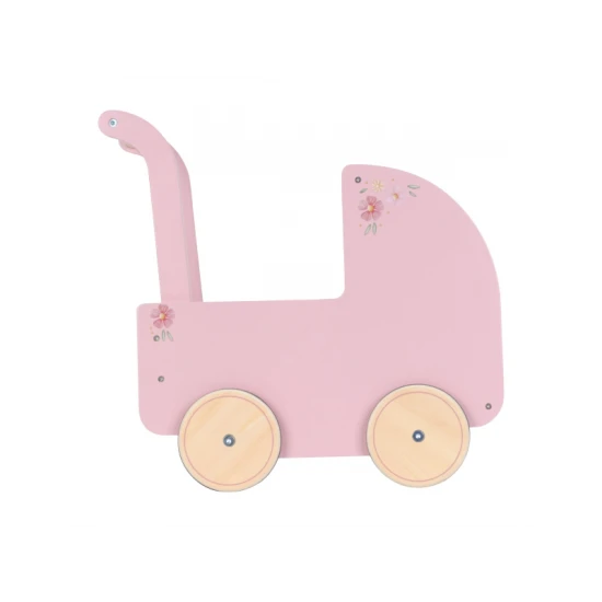 Kočárek pro panenky dřevěný s peřinkou Pink Kočárek pro panenky dřevěný s peřinkou Pink