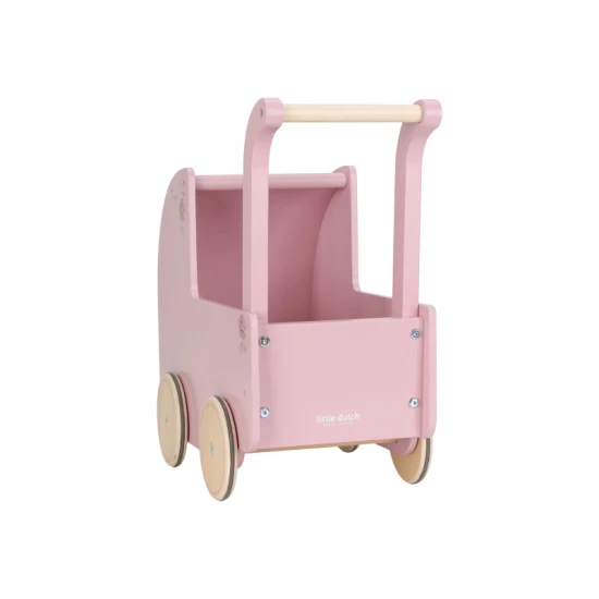 Kočárek pro panenky dřevěný s peřinkou Pink Kočárek pro panenky dřevěný s peřinkou Pink