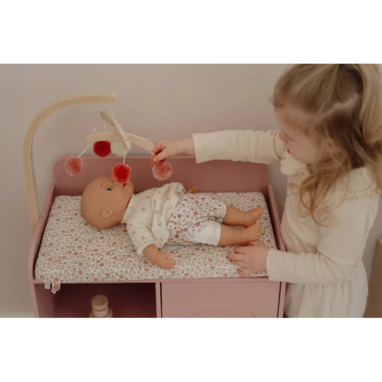 Dřevěný přebalovací pult Little Dutch Soft Flowers pro děti – stylová hračka pro péči o panenky s květinovým potiskem