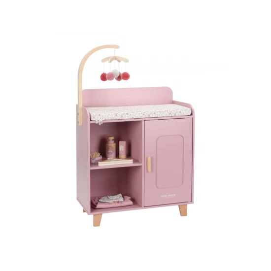 Dřevěný přebalovací pult Little Dutch Soft Flowers pro děti – stylová hračka pro péči o panenky s květinovým potiskem