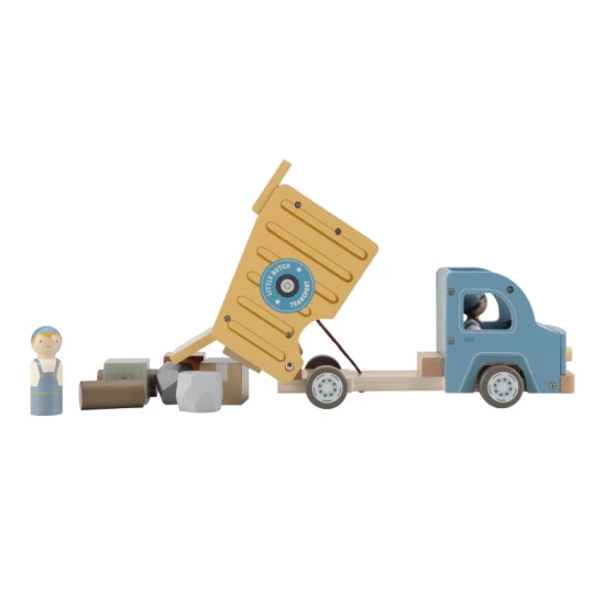 Dřevěný náklaďák se sklápěčkou Little Dutch, sklápěcí korba, různé náklady, dřevěná hračka, hračky pro děti od 2 let