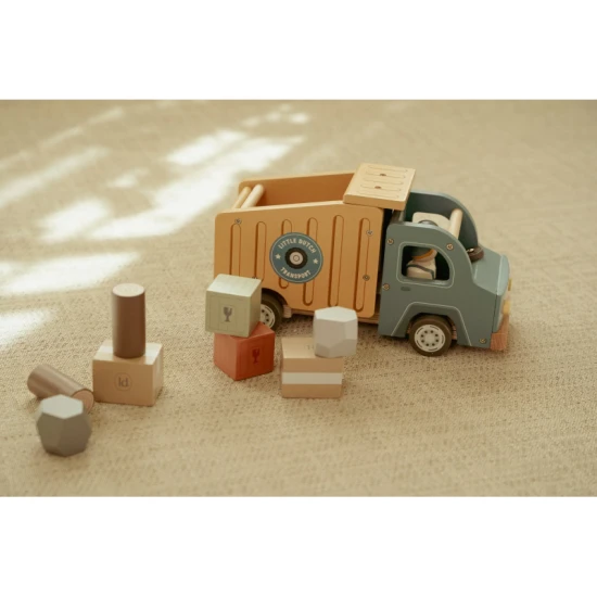 Dřevěný náklaďák se sklápěčkou Little Dutch, sklápěcí korba, různé náklady, dřevěná hračka, hračky pro děti od 2 let