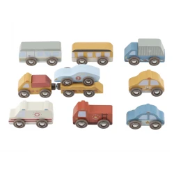 Sada dřevěných autíček