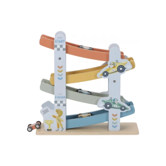 Závodní dráha Blue Little Dutch: Dřevěná kostka s aktivitami pro děti