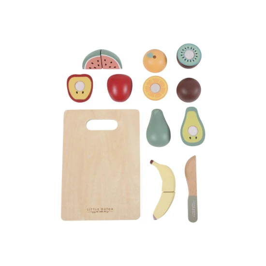 LITTLE DUTCH Krájení Ovoce na dřevěné desce Dřevěná sada na krájení ovoce od Little Dutch