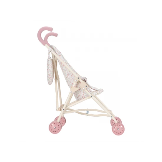 Kočárek Little Dutch Soft Flowers pro panenky s květinovým designem, bezpečnostním pásem a skládací konstrukcí pro děti