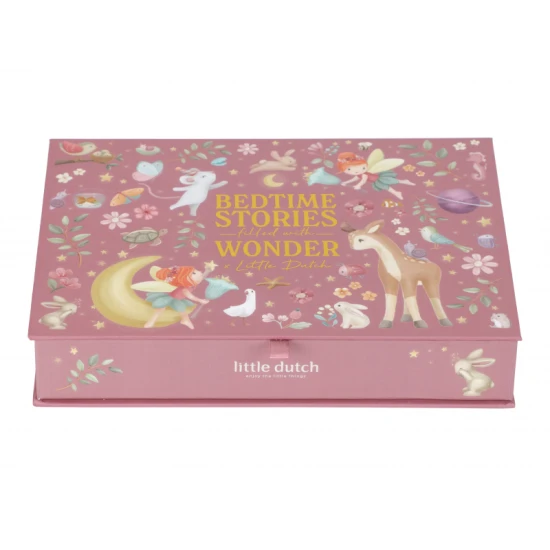 Dětský projektor Little Dutch Pink – pohádkové příběhy k promítání s 12 kotouči a ilustrovanou knížkou