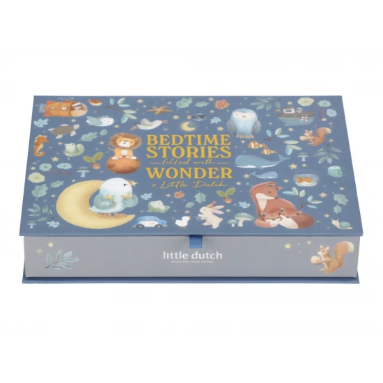 Dětský projektor Little Dutch Blue – pohádkové příběhy k promítání s 12 kotouči a ilustrovanou knížkou