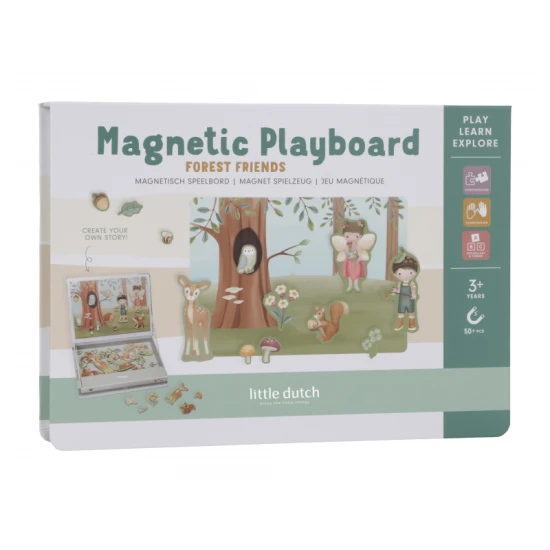 LITTLE DUTCH Magnetická hra Forest Friends Magnetická hra Forest Friends s lesními motivy a vzorovými kartami