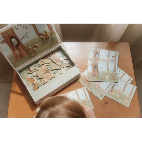 LITTLE DUTCH Magnetická hra Forest Friends Magnetická hra Forest Friends s lesními motivy a vzorovými kartami