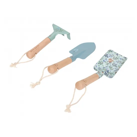 Dětská sada zahradního nářadí Forest Friends s dřevěnými rukojeťmi a jemným lesním potiskem